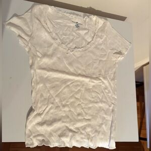 Brandy Melville Cream Lace Trim Tee